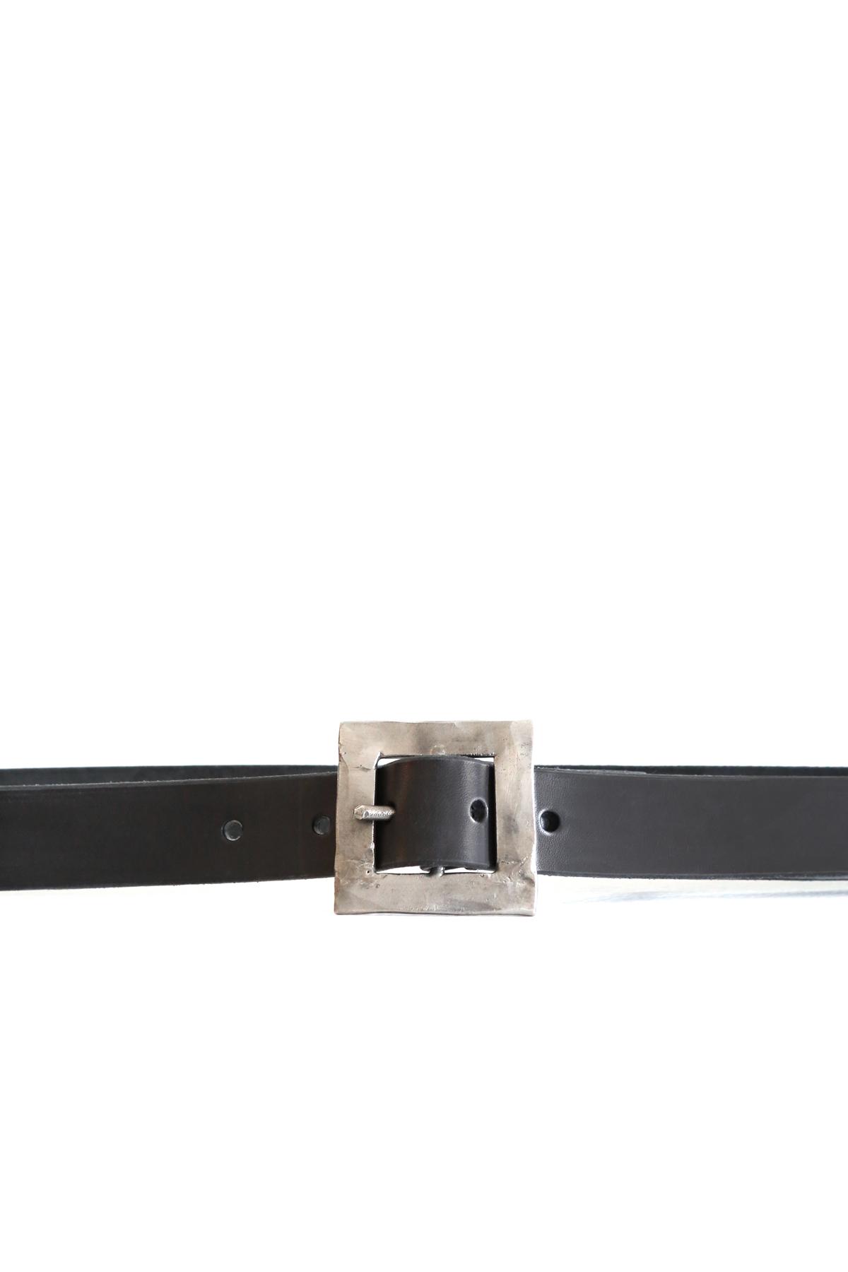 Square Buckle Belt Calf Black - Tagliovivo | Artisanal Leather Bags